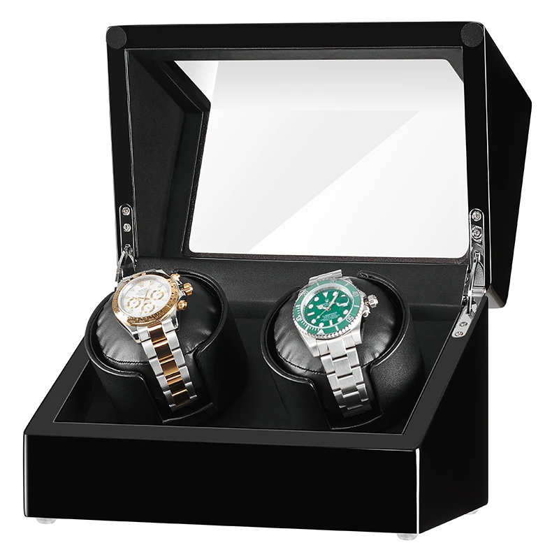 JQUEEN Wooden Watch Winder with Quiet Motors 2+0 Storage High Quality