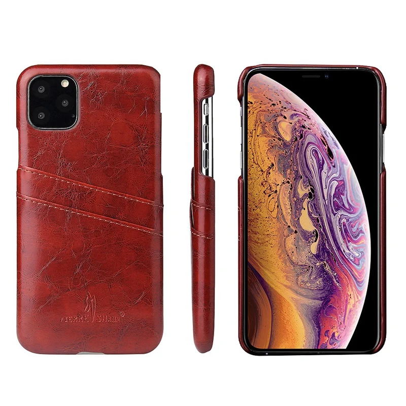 For iPhone Card Case Leather Wallet Case, Ultra-Thin PU Leather Back Cover Credit Card Holder-Brown