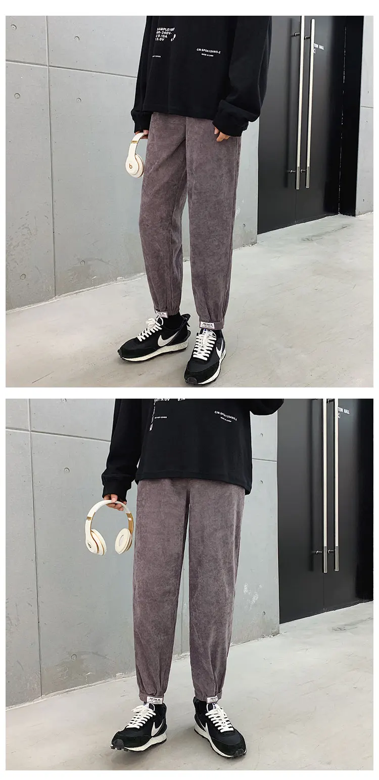 Liketkit новые шаровары мужские мужские одноцветные Свободные флисовые толстые джоггеры вельветовые штаны мужские повседневные уличные осенние зимние