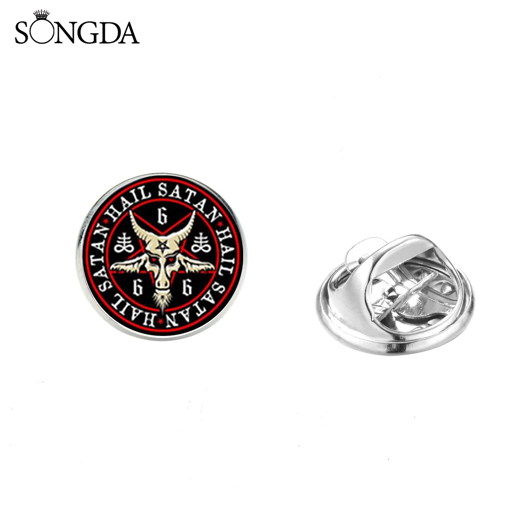 2020 Новый готической пентаграммой Бафомет Броши мужской костюм значок на пиджак в