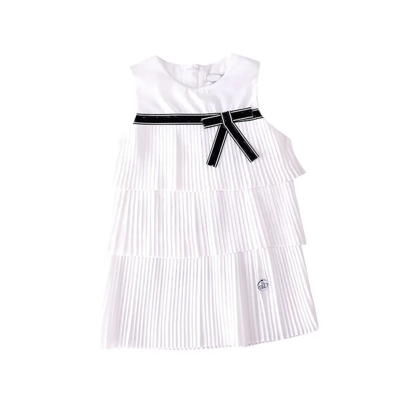 Summer Fashion Girl Dress Sleeveless Striped Belt Princess Dresses For Girls Cotton Birthday Party Wedding Children'S Dresses