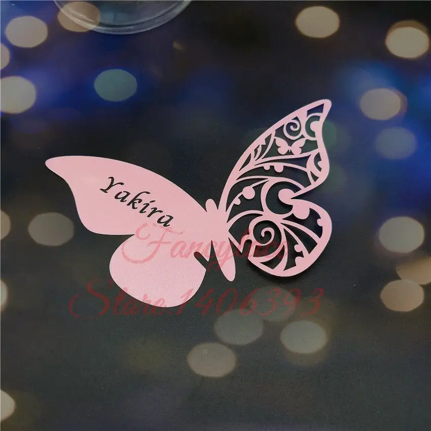 60X NiceButterfly лазерная резка бумаги место карты/карточка сопровождения/чашки карты/вино стекло карты для Индивидуальные свадебные украшения Favor60