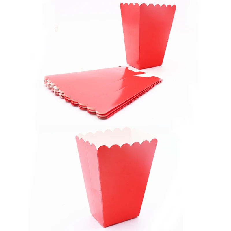 popcorn box6pcs Бумажные Столовые Салфетки с рисунком Минни Маус, воздушные шары, соломинка для детского дня рождения, рождественские украшения - Цвет: popcorn box6pcs