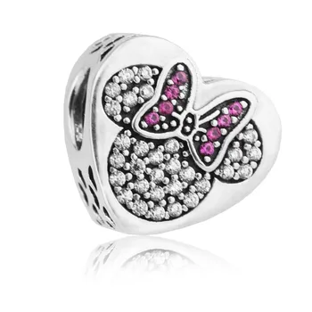 

Miki & Bow Mouse True Love Heart Beads for Charms Bracelets Women Silver 925 Jewelry DIY Crystal Charm Beads for Jewelry Making