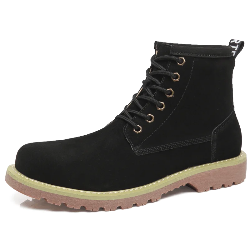OSCO/мужские ботинки из натуральной кожи; сезон осень-зима; ботильоны; модная обувь на шнуровке; мужские деловые Повседневные высокие мужские ботинки - Цвет: BJ088BL