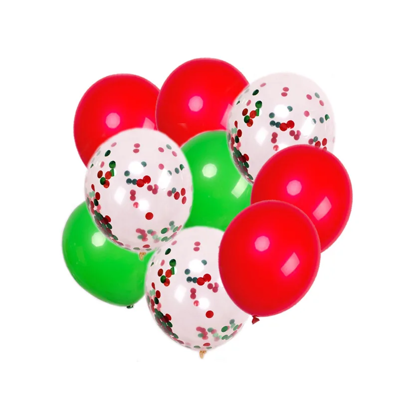 12 дюймов 10 шт Красный Зеленый Конфетти латексные шары набор, гелиевые блестки воздушный шар для украшения рождества, свадьбы, дня рождения