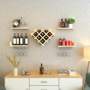 

Creative Heart Shape Wine Rack Wood Single/Double Layer Wall Hanging Mount Red Wine Bottle Shelf Decoration For Home Living Room