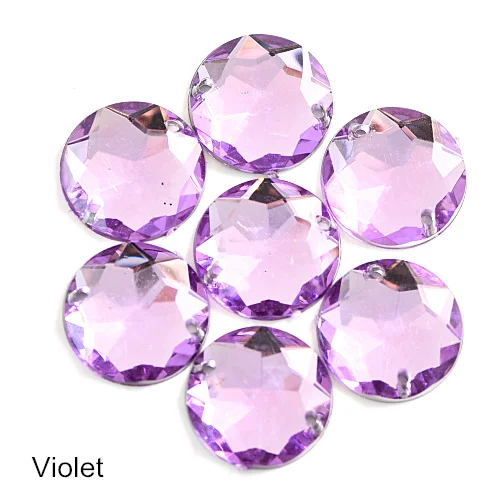violet Акриловые круглые цветные пришивные стразы с плоской задней частью стразы для шитья Свободные стразы с кристаллами женское платье Y3493 - Цвет: violet