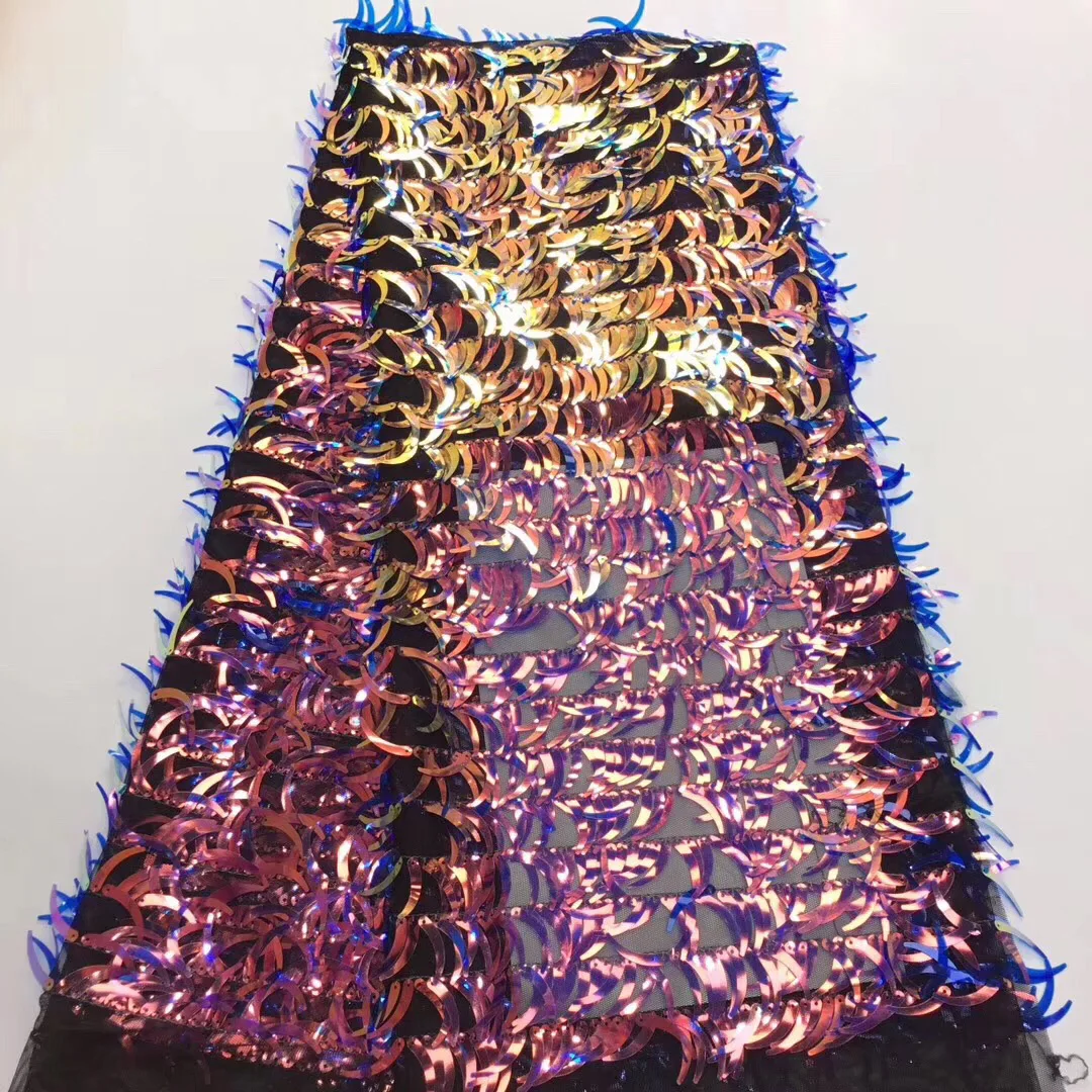Multi Color Sequin Lace Fabric 2021 African Tulle With Sequins High Quality 3D For Dresses T30961 | Дом и сад