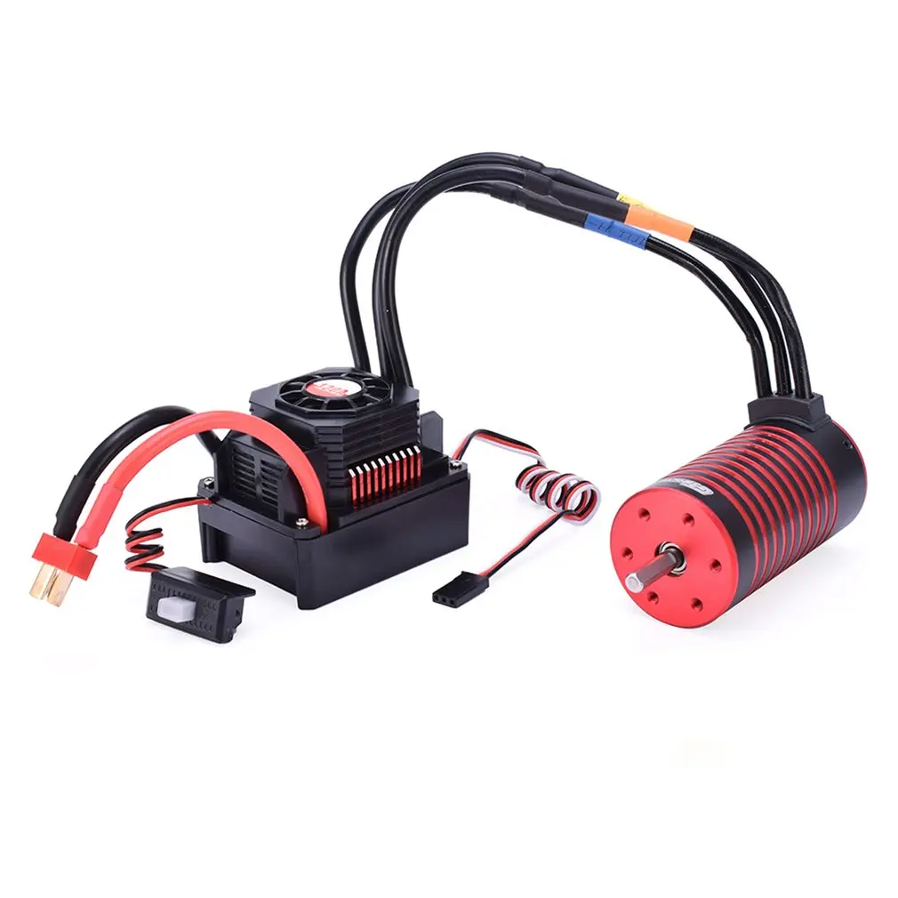 

Hot GTSKYTENRC Combo 3670 2050KV/2650KV Brushless Motor with Heat Sink 120A Electronic Speed Controller for 1/10 1/8 RC Car
