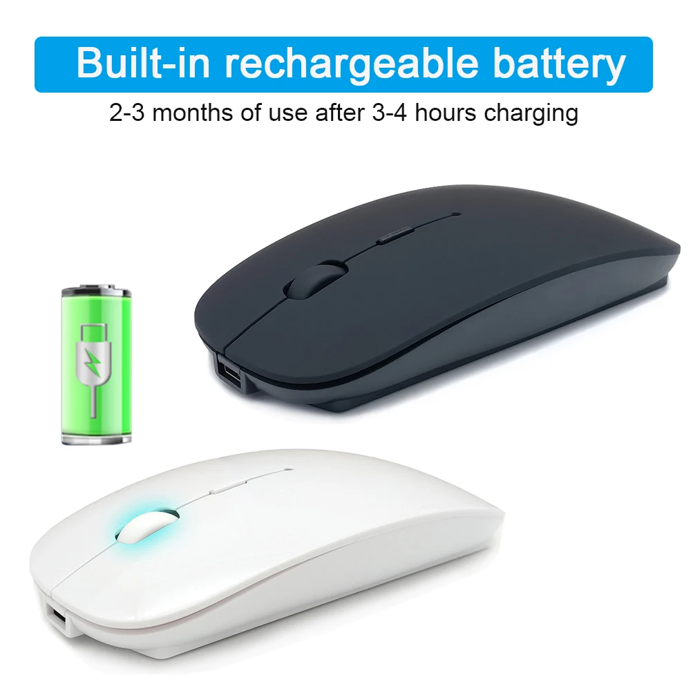 Bluetooth мышь, компьютерная беспроводная мышь, бесшумная компьютерная перезаряжаемая эргономичная мышь, 2,4 ГГц, USB оптические мыши для ноутбука, ПК