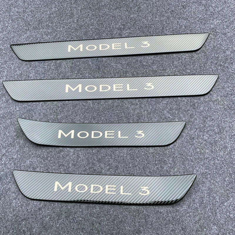 Для Tesla модель 3 304 Нержавеющая сталь Черный титан наружная порога пластина-порожек Потертость рельефная Накладка для отделки