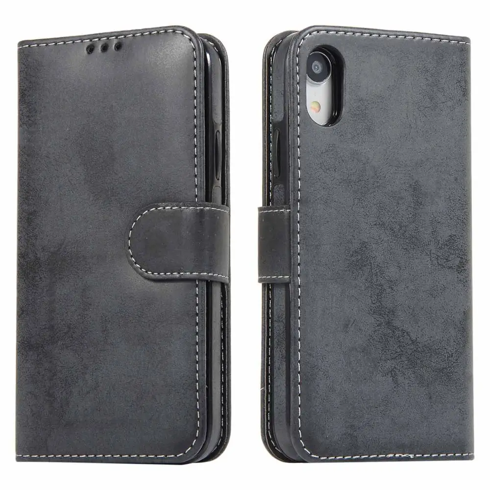 black Модный чехол-кошелек для iPhone XS X, съемный флип-чехол, кожаный чехол для телефона, чехол для iPhone 11 Pro XR 6 7 8 Plus Funda - Цвет: black