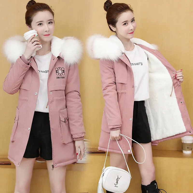 Long Parka Coat For Women New Winter Cashmere Warm Cotton Padded Jacket Female Parkas Pocket Woman Outwear