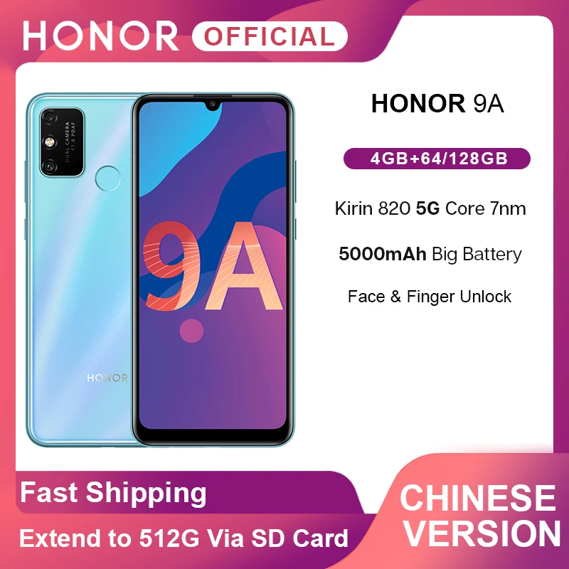 Новое поступление Смартфон Honor 9A 9 A 6 3 дюйма Восьмиядерный процессор MT6765 5000 мАч