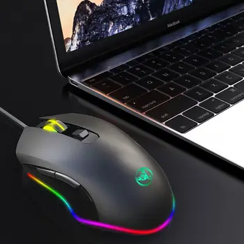

A866 7 Colors LED Fiber USB Wired Mouse Mechanical Gaming Mice for Computer Game Professional Gamer Use Supplies R2JB
