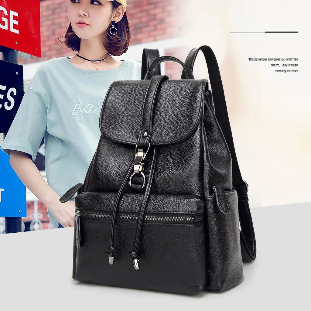 Модный черный рюкзак mochila mujer, женская сумка для колледжа, рюкзак для путешествий, повседневный рюкзак с верхним слоем, сумка из воловьей кожи, placak# C7