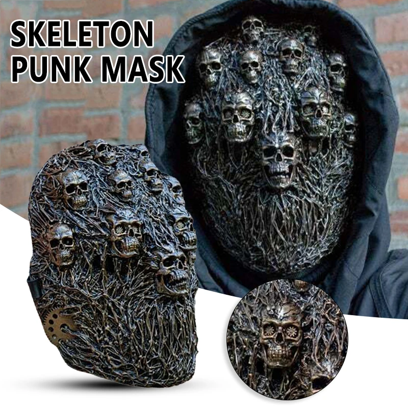 

Недавно Хэллоуин латексный головной убор панк череп полное лицо Маскарад мягкий жуткий Косплей Костюм Орна для мужчин женщин мужчин детей