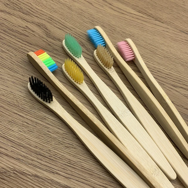 10 Pcs Natural mixed color bamboo toothbrush Eco Friendly Biodegradable wooden Tooth Brush Soft bristle oral care toothbrush 2