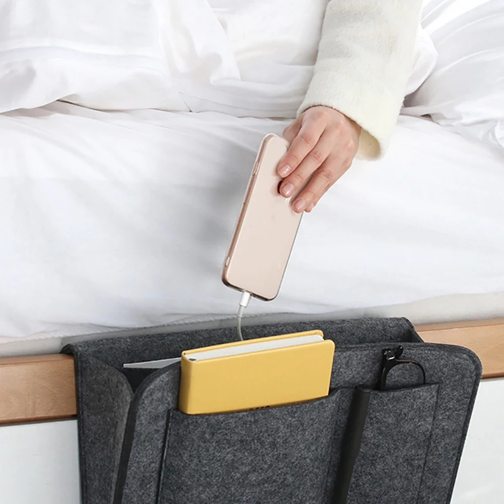 Christmas Bed Storage Pockets Felt Bedside TV Remote Control Hanging Storage Organizer Holder 1 Inner Pockets for Table Sofa
