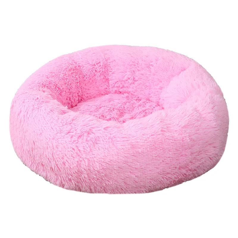 

Soft Dog Bed Kennel Long Plush Round Cat Winter Warm Sleeping Bag Puppy Cushion Mat Washable Cat Dog houses