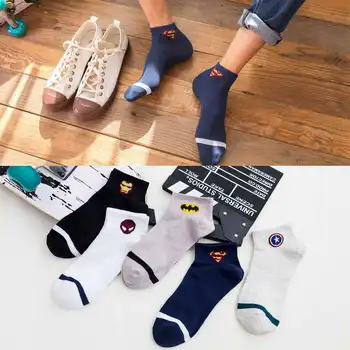 

White Sock Mans Avengers Men's Socks High Quality Iron Man Captain America Print Cotton Autumn Winter Trendy Crew Calcetines