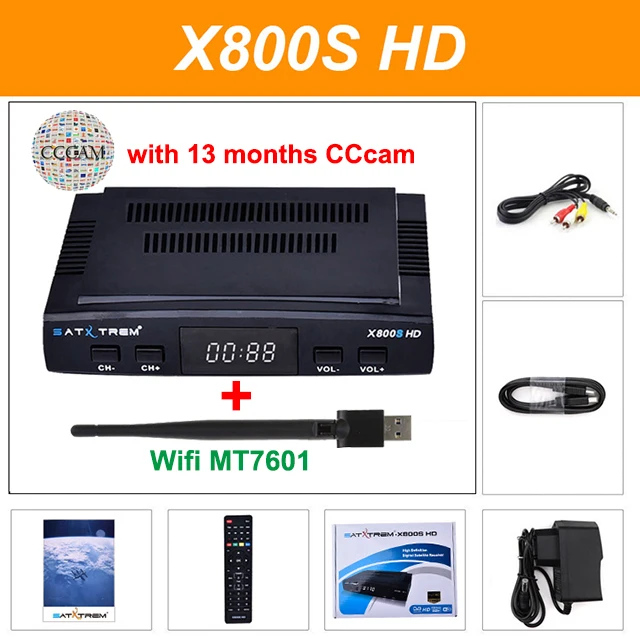 SATXTREM X800S спутниковый декодер DVB-S2 приемник Поддержка Cline 1 год Испания Европа с HD USB wifi приемник коробка ТВ тюнер DVB S2 - Цвет: X800S add WIFI CCCAM