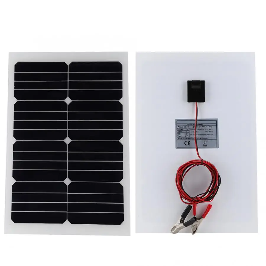 Солнечная батарея наружная портативная 18 в 20 Вт Sunpower чип солнечная панель ПЭТ ламинирование IP65 водонепроницаемая защита окружающей среды