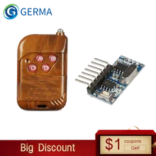 GERMA 433 МГц РЧ релейный модуль приемника беспроводной 4 CH выход с кнопкой обучения и 433 МГц РЧ пульт дистанционного управления Передатчик Diy