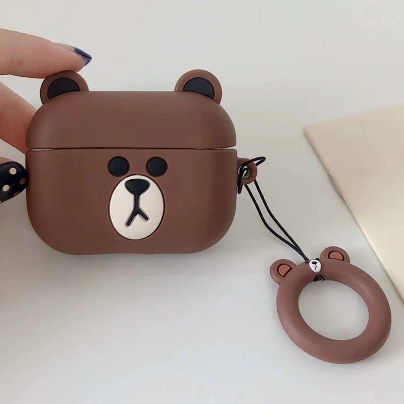 3D чехлы с принтом из мультфильма для AirPods чехол милый медведь наушники в виде кролика чехол для Apple Airpods Pro силиконовый чехол для наушников для Air Pods - Цвет: BR