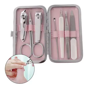 

7 7 In 1 Professional Manicure Set Carbon Steel Nail Art Clippers Finger Plier Tweezer Pedicure Trimmer Ear Pick Grooming Kit