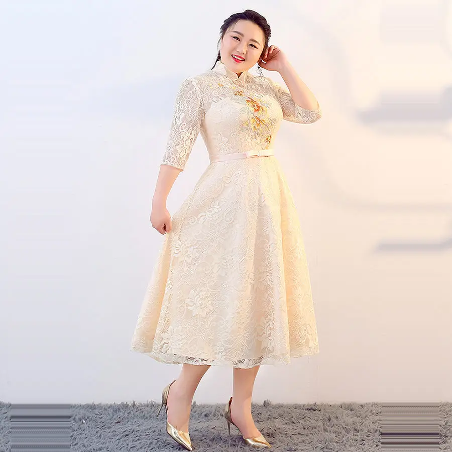 Платье для выпускного вечера, винтажное, с высоким воротником, Vestidos De Gala T374, новинка, платья размера плюс, женские вечерние, вечерние, сладкие, цвета шампанского, кружевные платья для выпускного вечера
