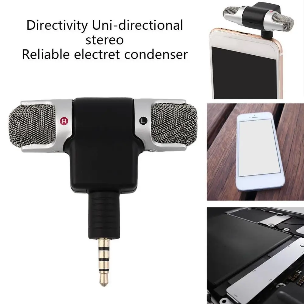 High Performance 3.5mm Jack Portable Mini Mic Digital Stereo Microphone for Recorder Mobile Phone Sing Song Karaoke