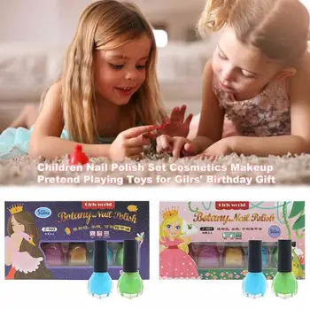 

5pcs/Box Water-soluble Nail Polish Toys Water Soluble Washable Nail Polish Pretend Play Toys Children Girls Makeup Toy Gift