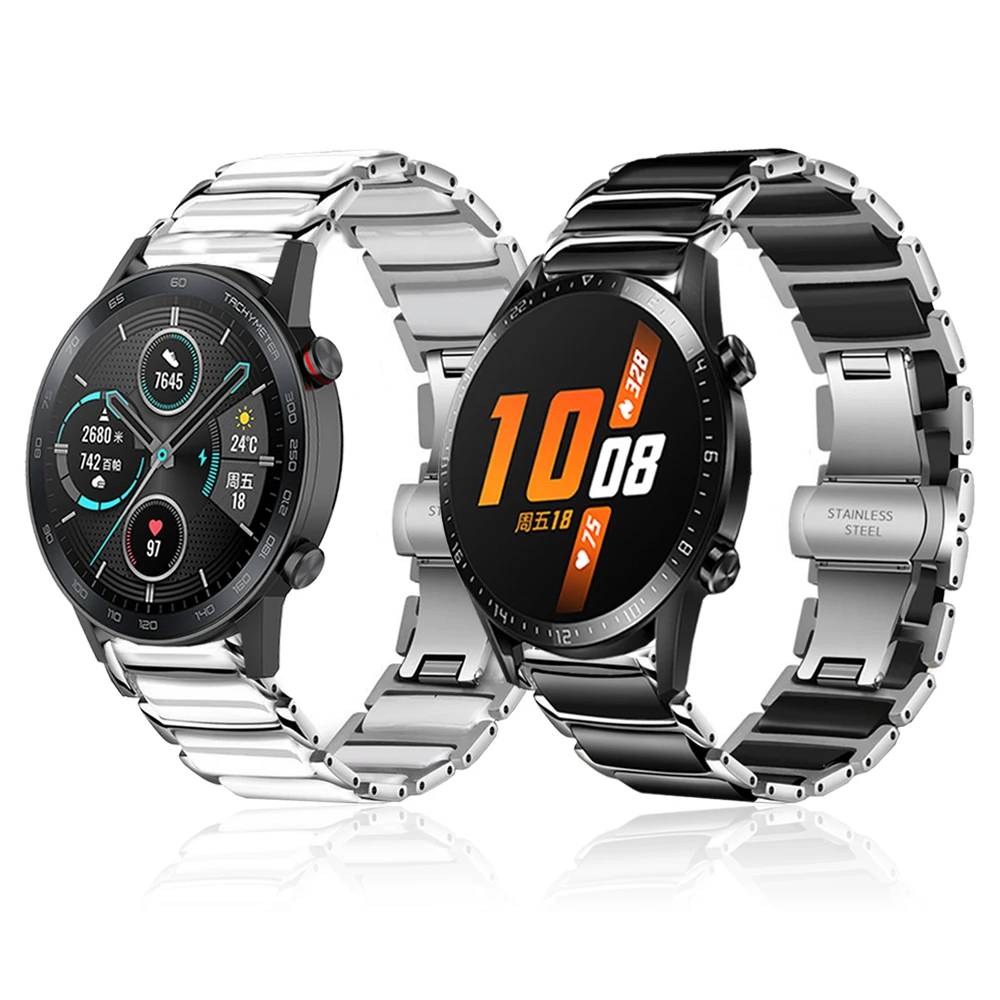

For HUAWEI GT2 GT 2 46mm Bracelet Stainless steel Ceramic Strap for HONOR Magic Watch 2 46mm 42mm MagicWatch Band Watchband