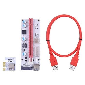 

5Pcs VER008S PCI-E Riser Card 008S PCIe 1X to 16X Adapter 4Pin 6Pin SATA Power USB 3.0 Cable for Bitcoin Miner Mining
