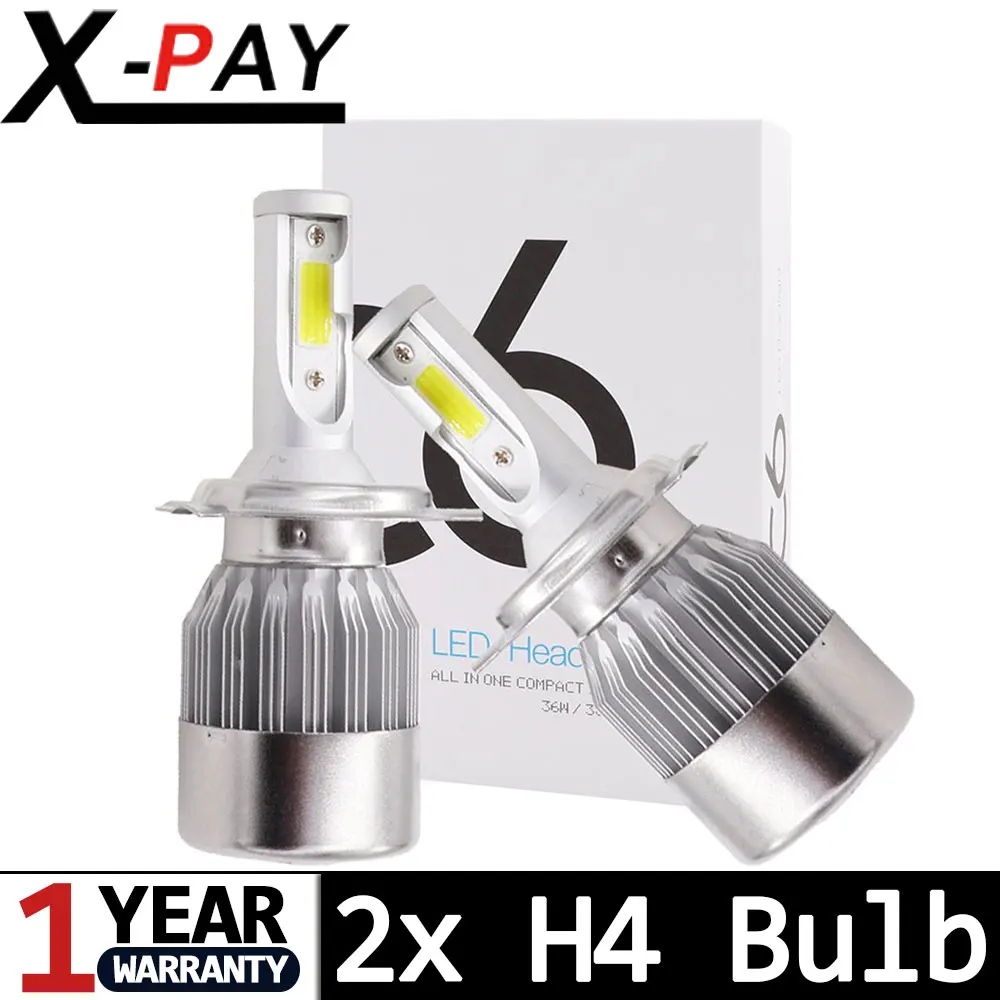 

2PCS/Set Car LED Headlight,Super Bright LED Car Headlight Bulbs 30W 40000LM H4 HB2 9003 6000K White LED Hi/Lo Power Bulbs Kits