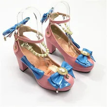 Милая обувь для девочек в японском стиле Лолиты Виктории; милая обувь для девочек; обувь для девочек со съемным милым бантом; обувь для девочек на высоком каблуке