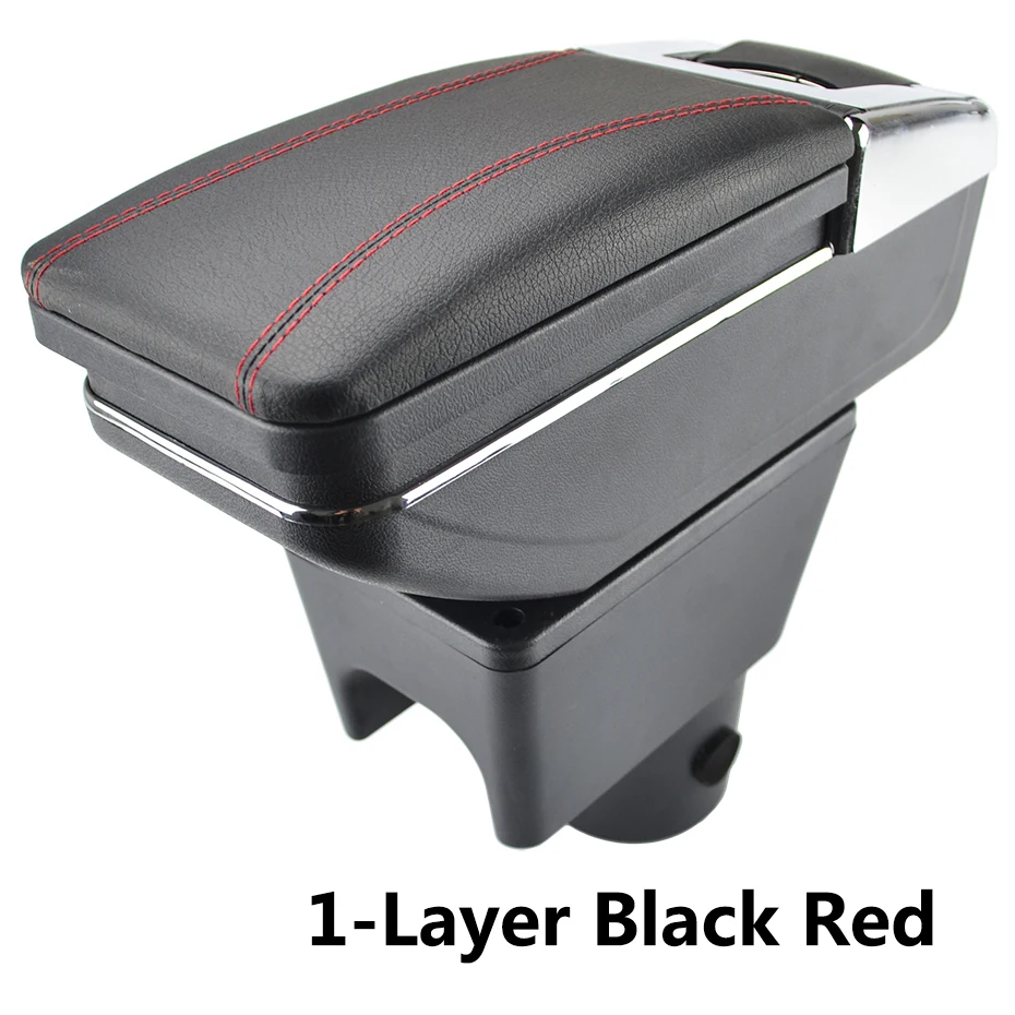 1-Layer Black Red Xukey центральный подлокотник для Renault Duster I 2010- консоль центр украшения черный ящик для хранения автомобиля Стайлинг коробка Dacia - Название цвета: 1-Layer Black Red