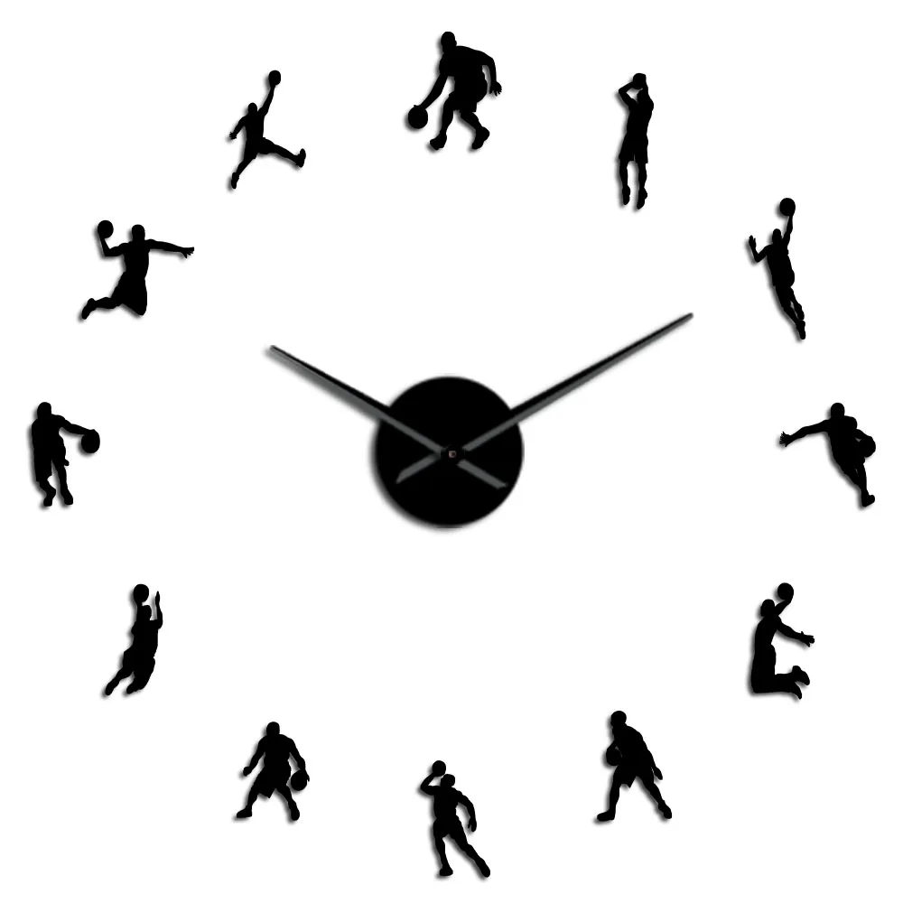 Черный EVA Wall Watch Basketball Players DIY Large Clock Basketball Slam Dunk Kid Room Wall Decor Giant Basketball Wall Watch Gifts - Цвет: Черный