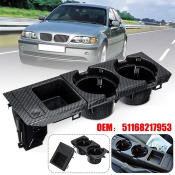 

Black Double Hole Car Vehicle Front Center Console Storage Box Coin + Cup Holder for BMW E46 3SERIES 1999-2006 51168217957