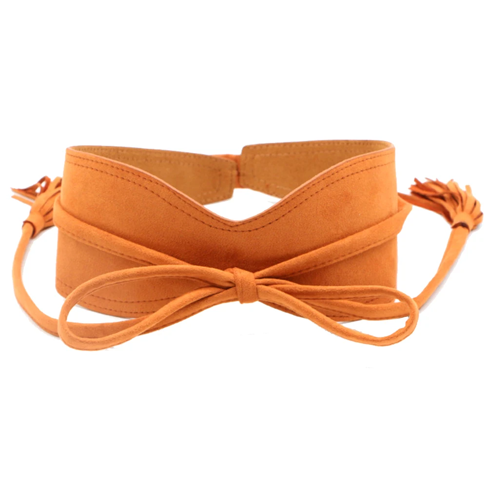 Hot Women Dress Belt Solid Color Faux Leather Bandage Tassel Sash Waistband Wedding New