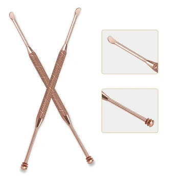 

1PC Rose Gold Double Head Stainless Steel Spiral Ear Spoon Ear Cleaner Ear Picking Tool No Rust Durable for Adults Comfortable