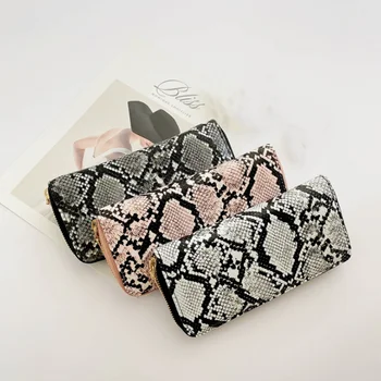 

New women's purse snake print bag cross border women's bag European and American fashion women wallet clutch bag