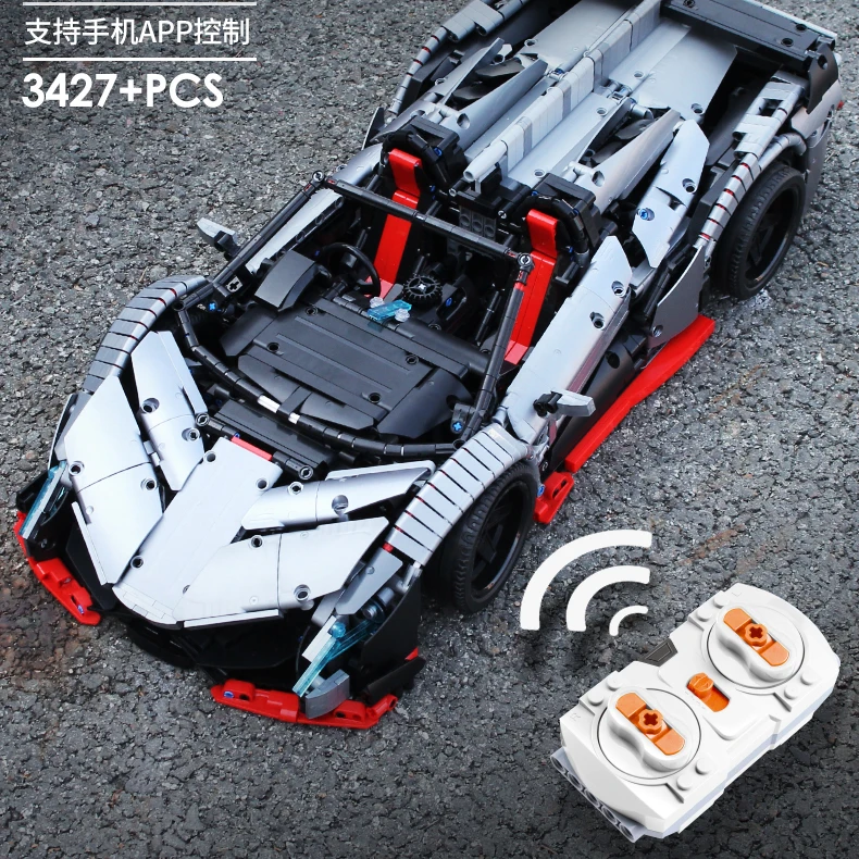 MOC RC автомобильные блоки Veneno Lamborghinis Roadster с функцией питания строительные кирпичи