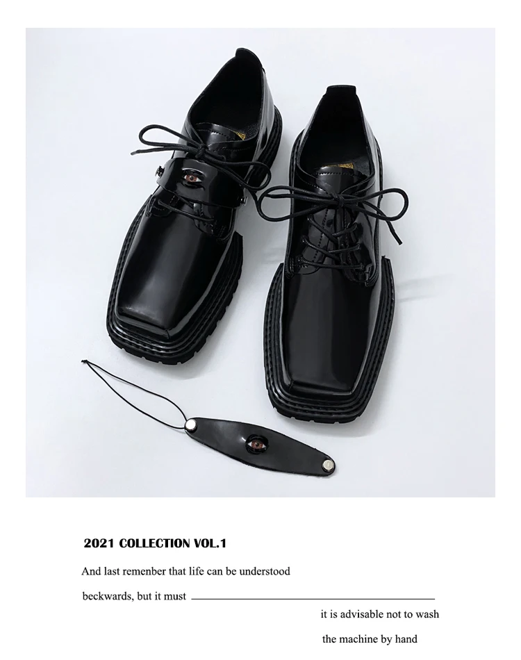 Leather Shoes Genuine Leather Men's Square Cowhide Leather