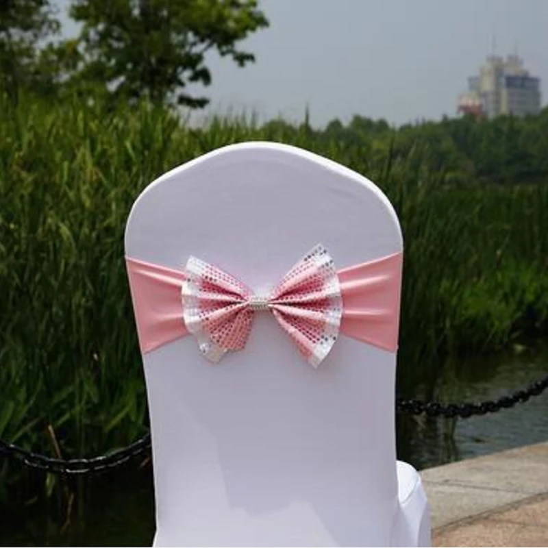 10 шт./лот галстук бабочка блесток стул пояс для свадебной вечеринки эластичная