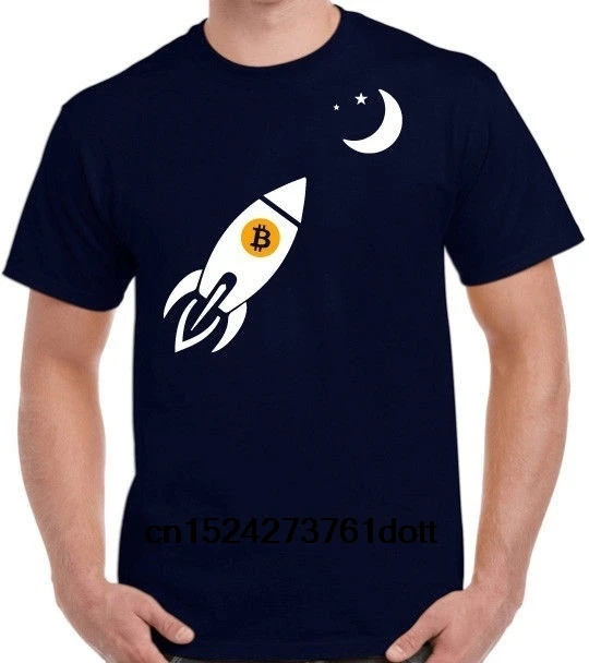 Bitcoin the Moon криптовалюта к футболке Mooning пользовательские Графический Футболка Btc
