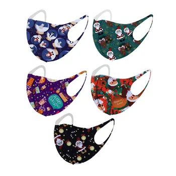 

5pc Christmas Santa Print Face Mask Children's Multiple Proteccion Mouth Mask Caps Mondkapjes Reusable Washable Mascarillas Mask