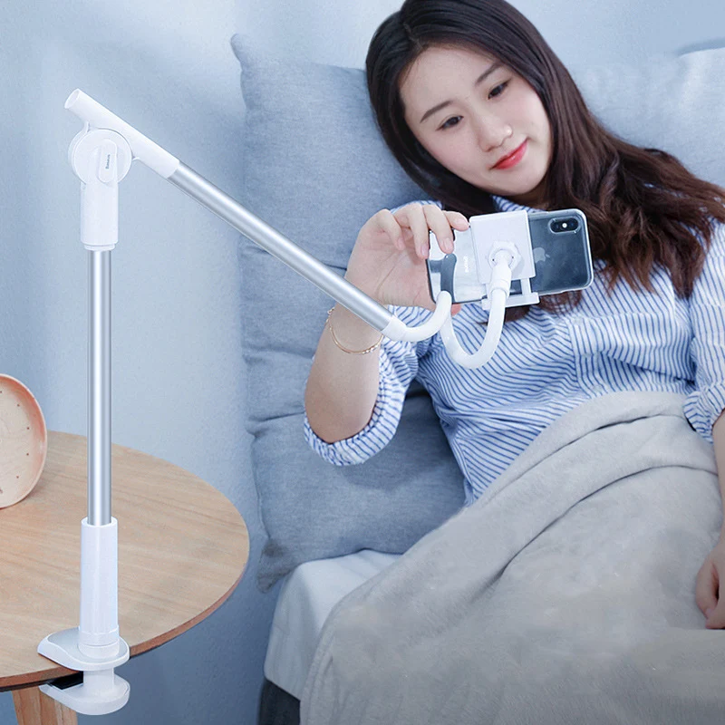 2 Section Arms Lazy Mobile Phone Holder Foldable 360 Rotatable Tableside Bedside Bracket for Phone Stand Holder